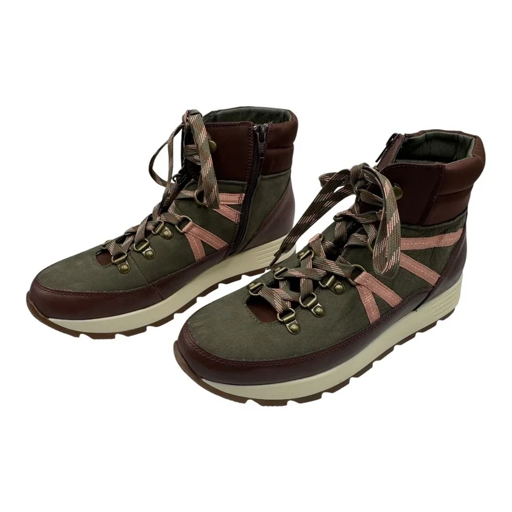 Alex Marie Boots Women 9 Green Thayla Leather Nubuck Lace Up Hiker Ankle Booties